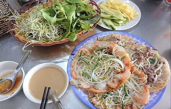banh xeo tom nhay quy nhon rau mam