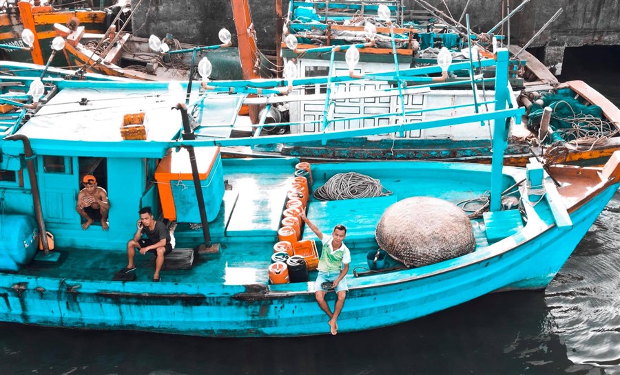 Cù Lao Xanh 3 tàu gỗ cù lao xanh