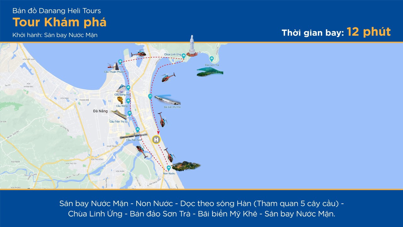 Tour trực thăng Dà Nẵng khám phá 12 phút