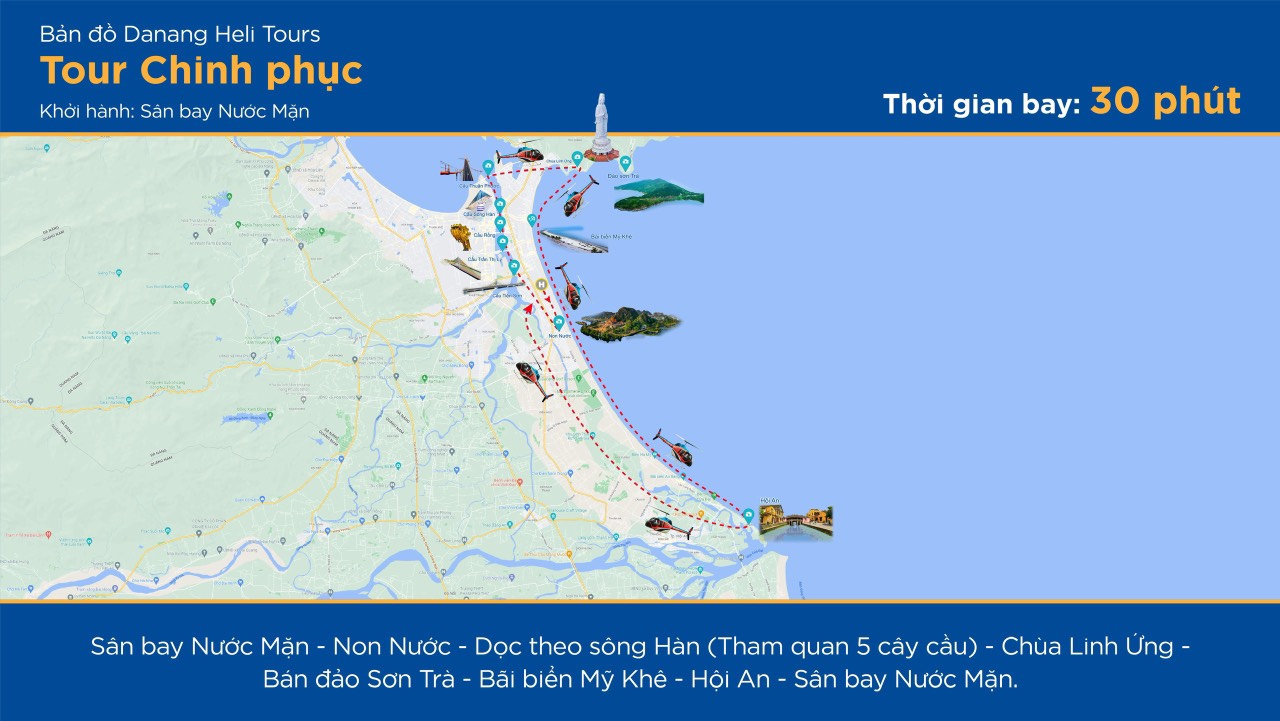 Tour trực thăng Dà Nẵng Khám Phá 30 phút